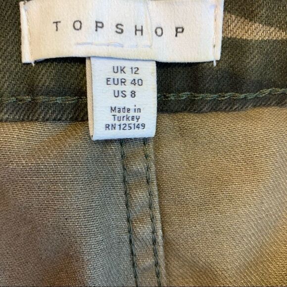 Topshop green camo denim mini skirt size 8 - Picture 6 of 14